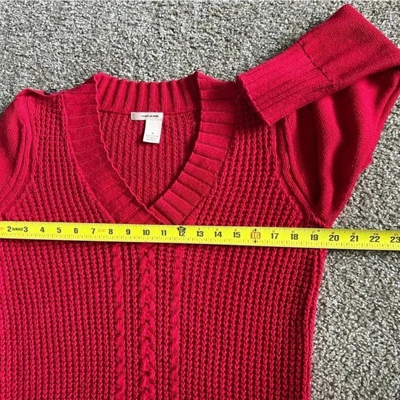 DKNY RED V NECK KNIT SWEATER SIZE MEDIUM - Picture 12 of 13